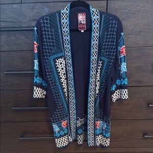 Johnny Was Embroidered Kimono Cardigan 100% Cotton